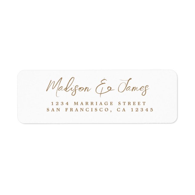 Gold Script Elegant Wedding Return Address (Front)
