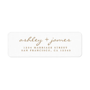 Gold Script Elegant Wedding Return Address
