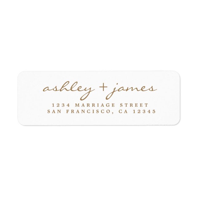 Gold Script Elegant Wedding Return Address (Front)