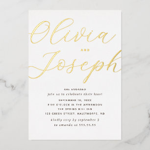 Gold Script Engagement Party   Minimalist Photo