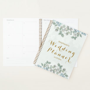 Gold Script eucalyptus watecolor wedding planner