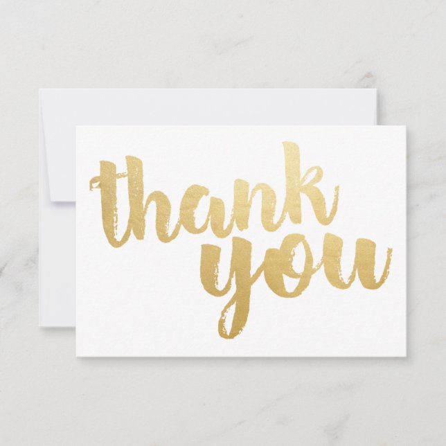 Gold Script Flat Thank You Card (Front)