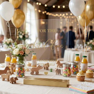Gold Script For the kiddos Wedding Favours  Acrylic Sign