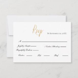 Gold Script Formal Elegant Wedding RSVP Card