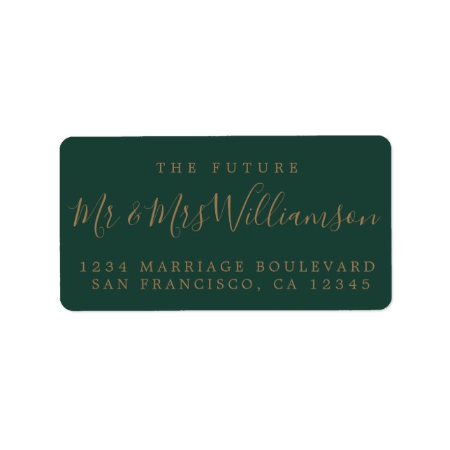 Gold Script Future Mr Mrs Green Return Address Label (Front)