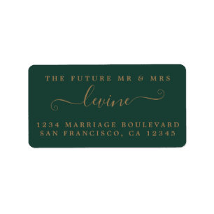 Gold Script Future Mr Mrs Green Return Address Label