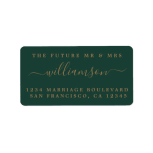 Gold Script Future Mr Mrs Green Return Address Label