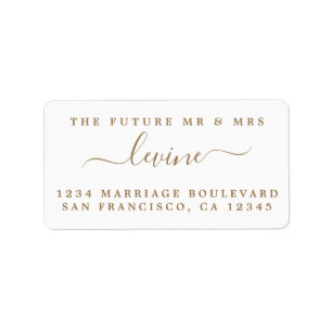 Gold Script Future Mr Mrs Wedding Return Address Label