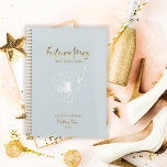 Gold Script Future Mrs. Blush Blue Planner<br><div class="desc">Romanitc design features a soft floral flower in white,  "Future Mrs.",  and the words "Wedding Plans" in a gold typography script against a dusty powder blue textured background.  Easily customise your names and date of choice.  The perfect gift idea for the bride-to-be to organise all her wedding planning needs.</div>