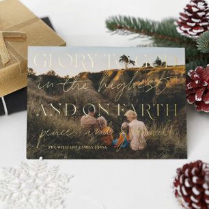 Gold Script Glory to God Christmas Holiday Photo