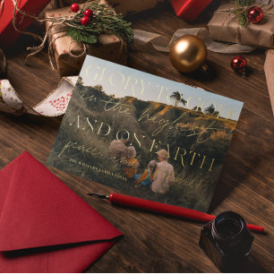 Gold Script Glory to God Christmas Holiday Photo
