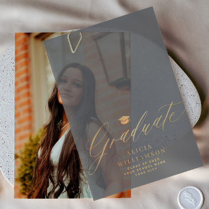 Gold script graduation announcement vellum overlay