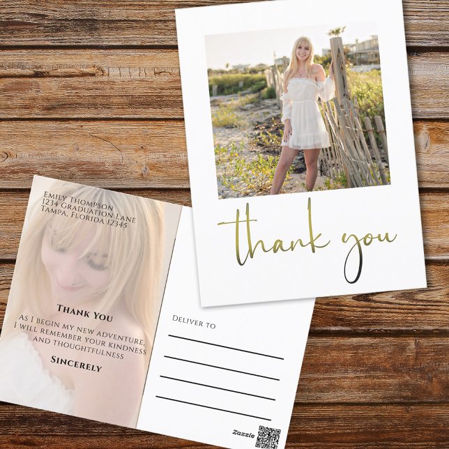 Gold Script Graduation Photo Custom Postcard (Creator Uploaded)
