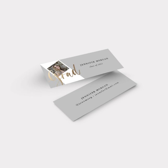 Gold Script Graduation Photo Name Card (Creator Uploaded)