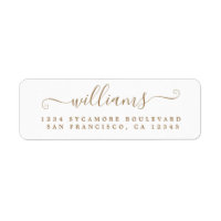 Gold Script Last Name Return Address Label
