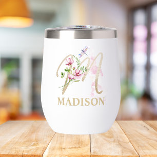 Gold Script Letter M Monogram Personalised Name