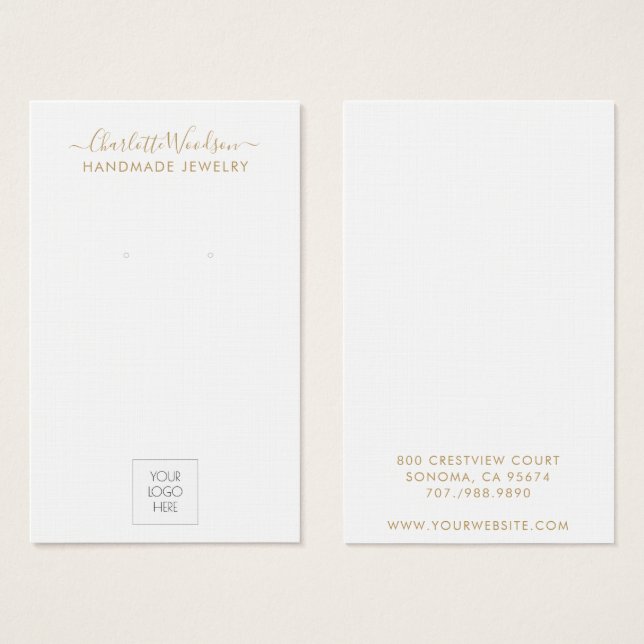 Gold Script Logo Jewellery Earring Display Card (Front & Back)