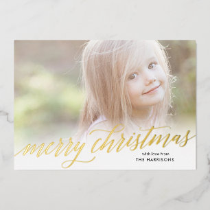 Gold Script Merry Christmas Foil Holiday Card