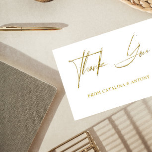 Gold Script Modern Minimalist Thank You Card