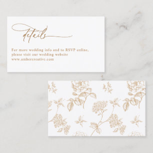 Gold Script Modern Minimalist Wedding Details Card