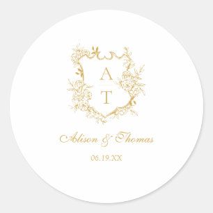Gold Script Monogram Crest Wedding Envelope Seal