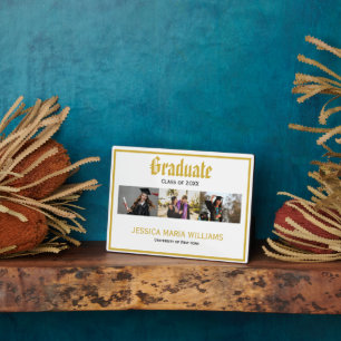 Gold Script Name School Photo collage Graduation   Plaque