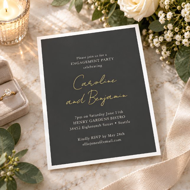 Gold Script Names Soft Black Engagement Party (Creator Uploaded)