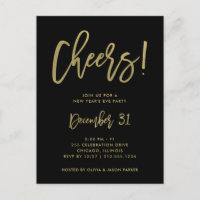 Gold Script on Black | New Years Eve Party Invite