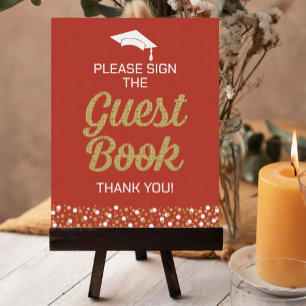 Gold Script Please Sign The Guest Book Grad Sign