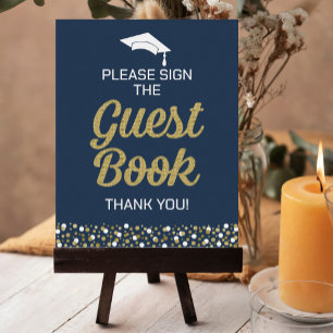 Gold Script Please Sign The Guest Book Grad Sign