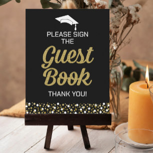 Gold Script Please Sign The Guest Book Grad Sign