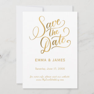 Gold Script Save the Date Card