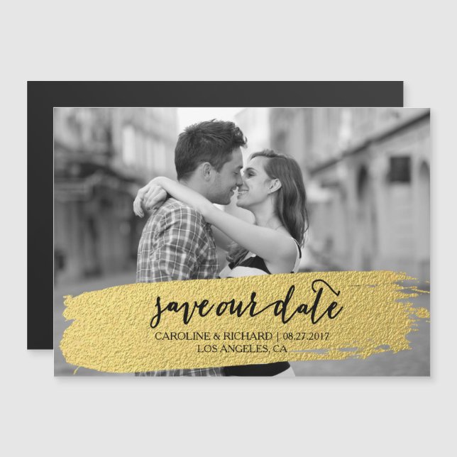 Gold Script Save the Date Magnet Invitations (Front/Back)