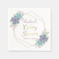 Gold Script Succulents Gold Geometric Baby Shower