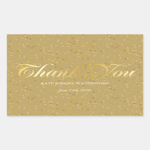 Gold Script Thank You and Gold Dust Rectangular Sticker