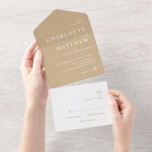 Gold Script Wedding All In One Invitation