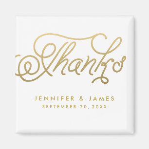 Gold Script Wedding Favour Thank You Magnets