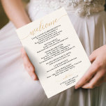 Gold Script Wedding Itinerary - Wedding Welcome Invitation<br><div class="desc">Welcome your guest with this lovely letter - great for hotel gift bags for for out of town guests!</div>