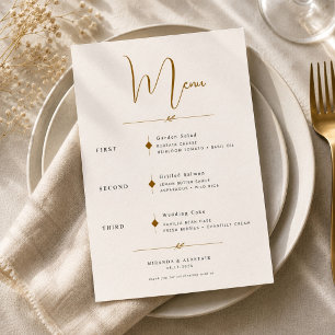 Gold Script Wedding Menu Card