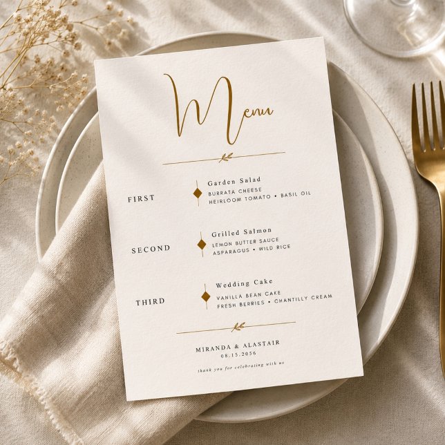 Gold Script Wedding Menu Card (Creator Uploaded)
