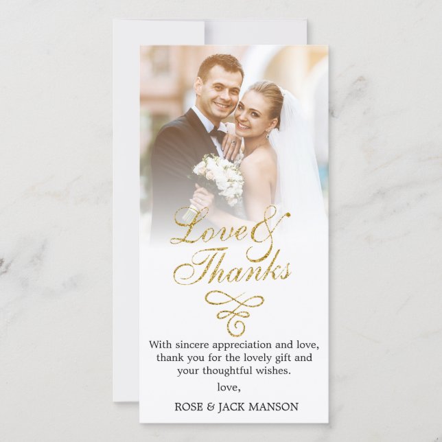 gold script wedding thank you (Front)