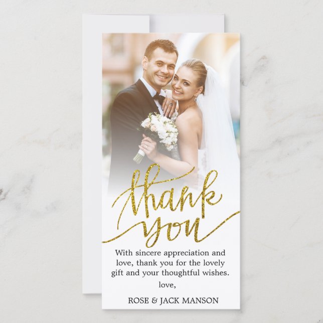 gold script wedding thank you (Front)