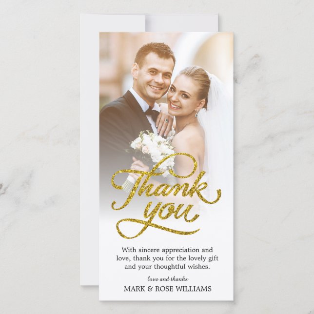 gold script | wedding thank you card (Front)