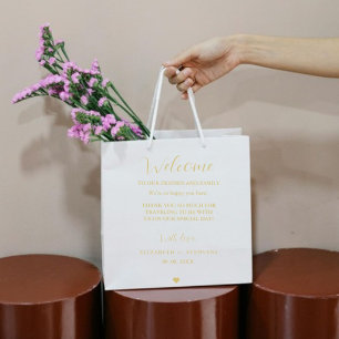 Gold script wedding welcome bag hotel guest bags 