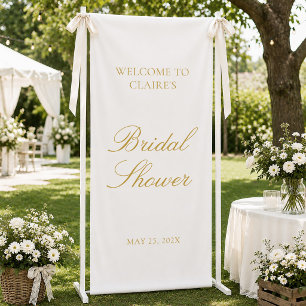 Gold Script Wedding Welcome Bridal Shower Engaged Banner