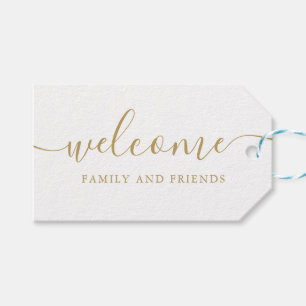 Gold Script Wedding Welcome Gift Basket Bag Favour Tags
