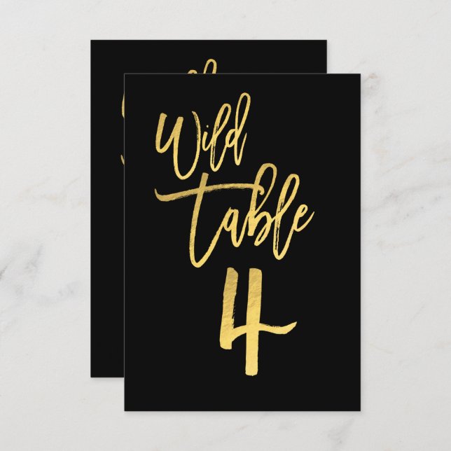 Gold Script Wild Birthday Party Table Number 4 (Front/Back)