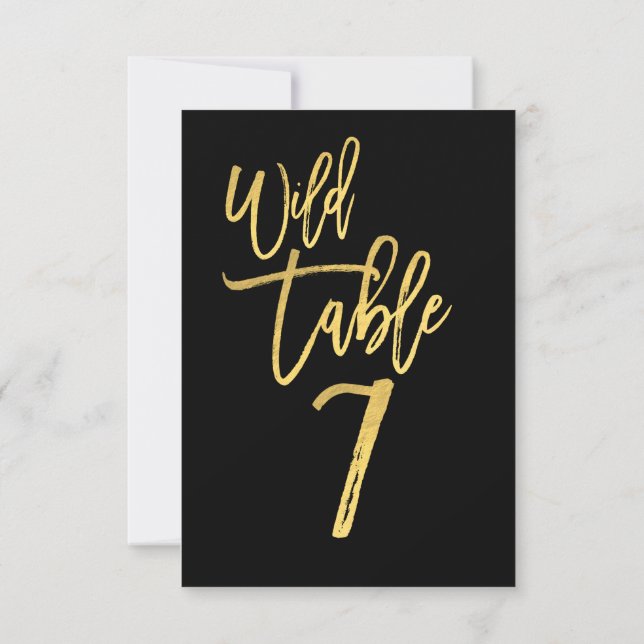 Gold Script Wild Birthday Party Table Number 7 (Back)