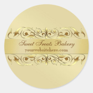 Gold Scroll Cupcake Baking Label Sticker