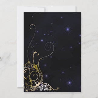 Gold Scroll Formal Goth Wedding Invitation